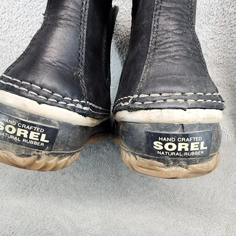 Sorel Shoes Womens Size 6 Out N About Black Leather Chelsea Duck Boots
